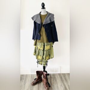 Green and Red Tribal Patterned Pants Sz S/M Laganlook Boho Embroidered